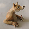 2014 sculpture, Dingo Playing Cards side view 1 polymer clay and oil 3x2x2in